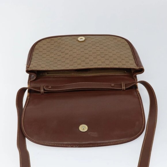 GUCCI Micro GG Supreme Shoulder Bag PVC Brown Gold - Picture 11 of 16